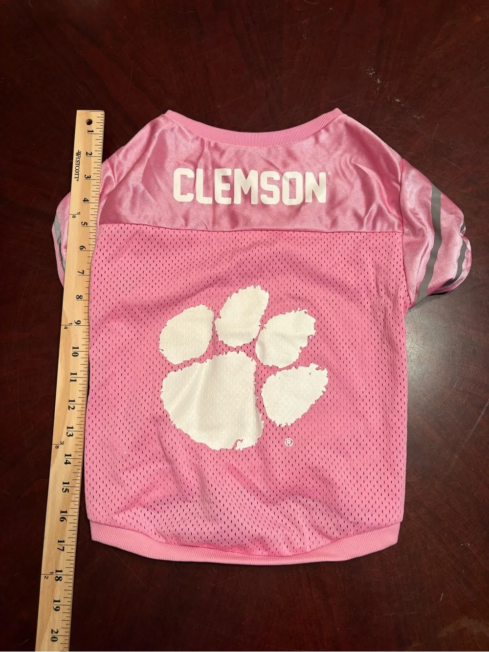 Pink Mesh Dog Clemson Jersey with Paw Logo